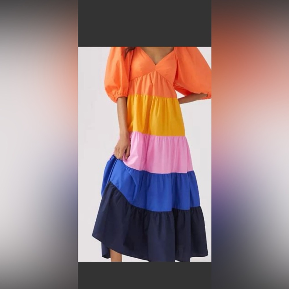 Size XS Color Block Maxi Farm Rio Dress